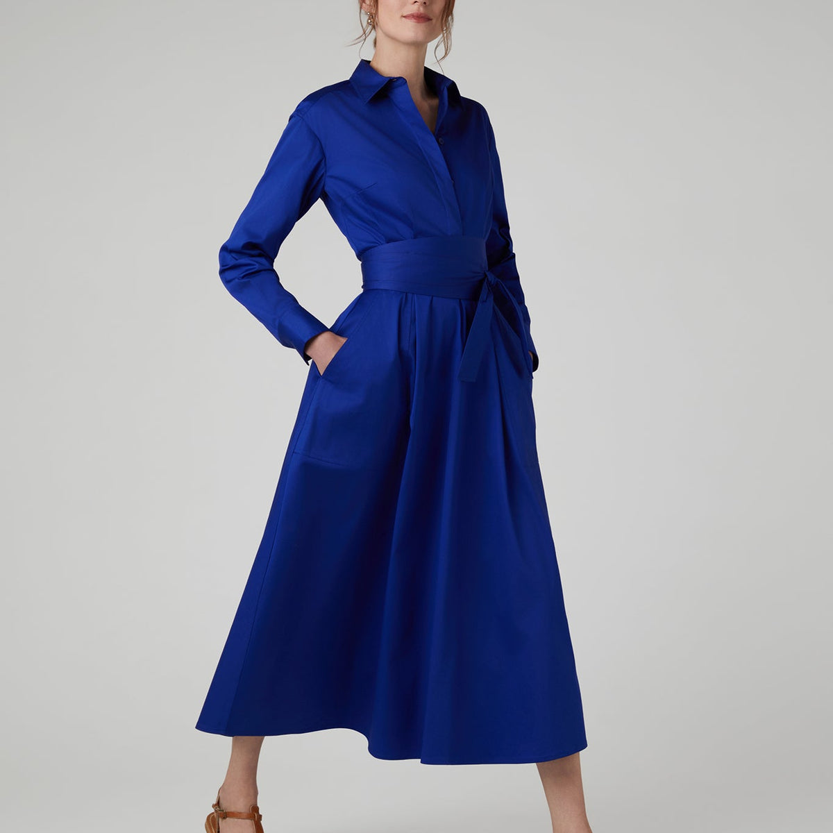 jasper conran blue dress Jasper Conran Blue Print Boat Neck Midi Dress main image 0