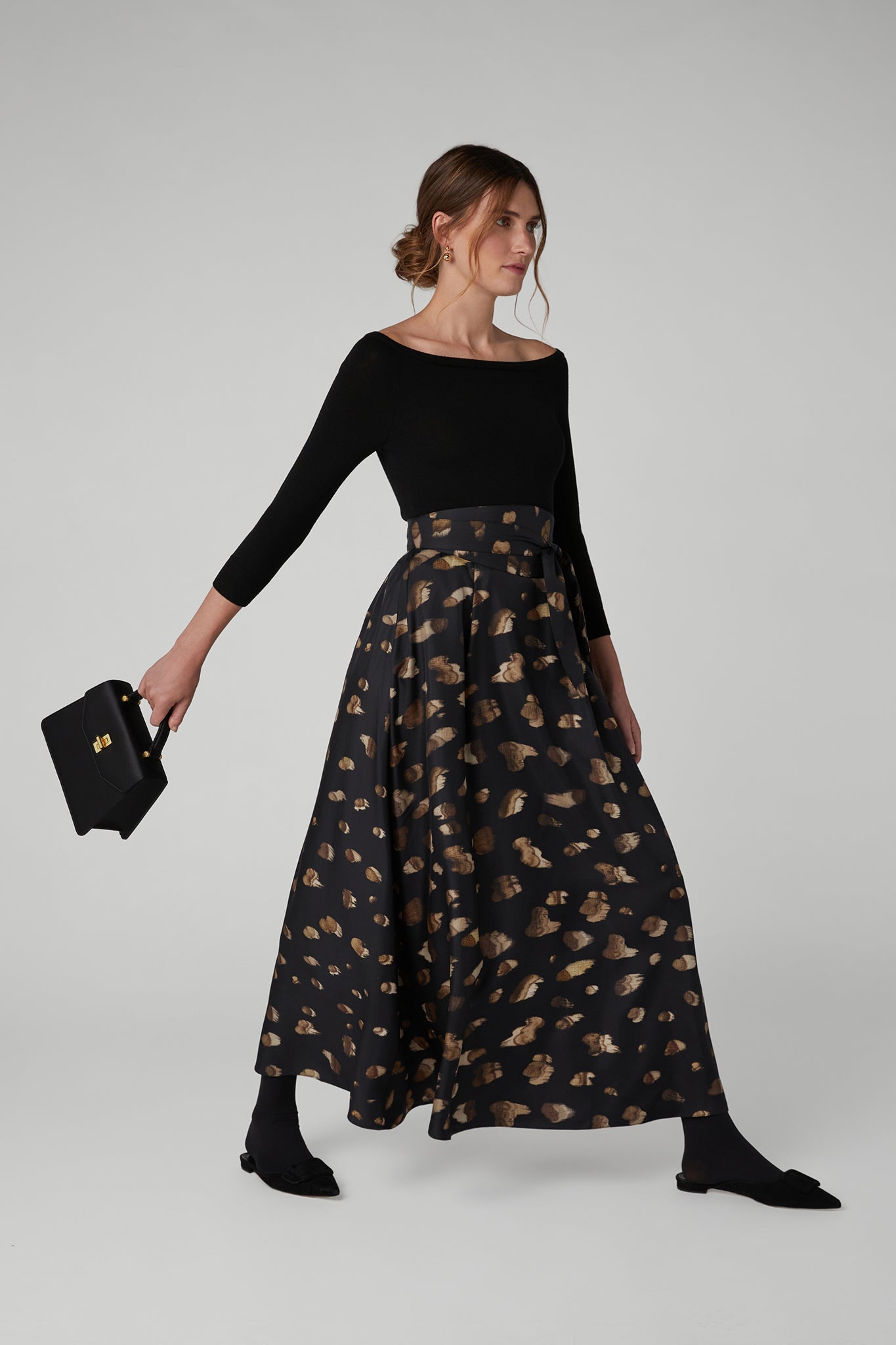 Isabella Silk Twill Printed Maxi Skirt