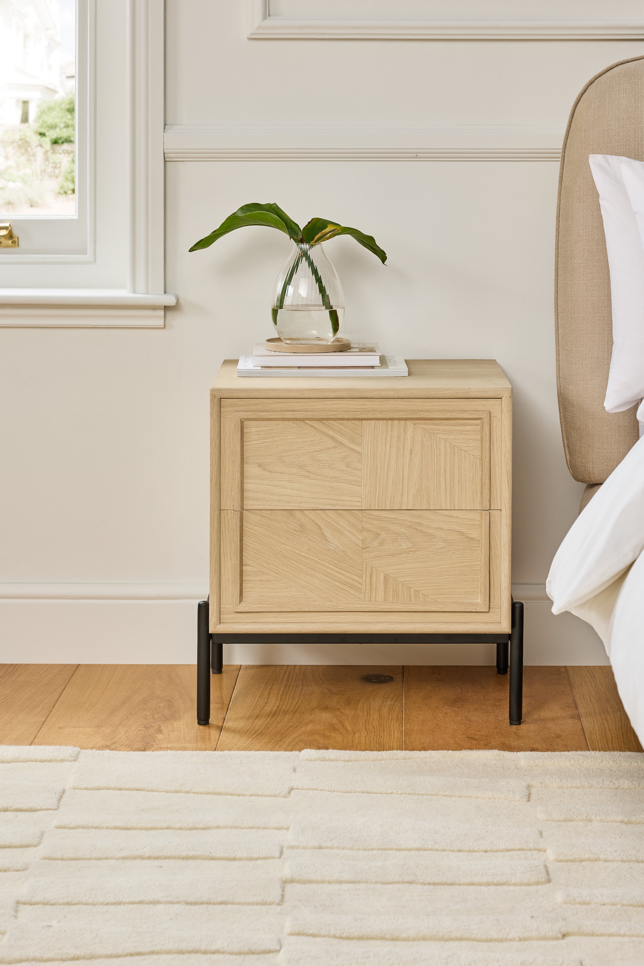 Aden Whitewashed Oak Bedside Table